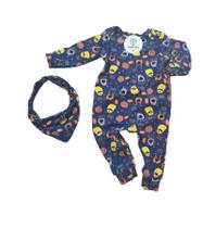 Macacão Pressão Monstrinhos com Bandana - Tamanho 1 Macacão Pressão Monstrinhos com Bandana - Tamanho 1