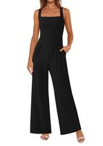 Macacão PRETTYGARDEN de verão sem mangas para mulheres preto XL