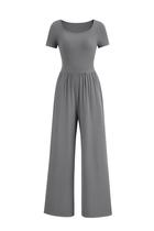 Macacão PRETTYGARDEN Feminino Decote Quadrado Pantalona Cinza G
