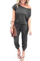 Macacão PRETTYGARDEN Ombro a Ombro Cinza Escuro 3XL