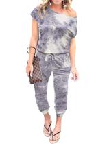 Macacão PRETTYGARDEN Ombro a Ombro Tie Dye Cinza XXL Macacão PRETTYGARDEN Ombro a Ombro Tie Dye Cinza XXL
