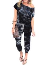 Macacão PRETTYGARDEN Ombro a Ombro Tie Dye Preto P