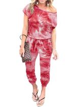 Macacão PRETTYGARDEN Ombro a Ombro Tie Dye Vermelho XXL Macacão PRETTYGARDEN Ombro a Ombro Tie Dye Vermelho XXL