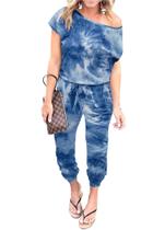 Macacão PRETTYGARDEN Tie Dye Ombro a Ombro Macacão Tamanho Grande Macacão PRETTYGARDEN Tie Dye Ombro a Ombro Macacão Tamanho Grande