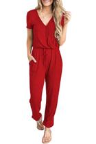 Macacão PRETTYGARDEN Vermelho Manga Curta Tamanho G Casual
