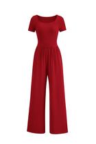 Macacão PRETTYGARDEN Vermelho Pantalona Decote Quadrado G - Grande