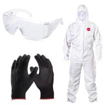 Macacão Proteção Epi Kit Ca Uniforme Segurança Óculos Luva Uniforme Descartável Microporoso Laminado Macacão Proteção Epi Kit Ca Uniforme Segurança Óculos Luva Uniforme Descartável Microporoso Laminado