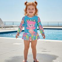 Macacão Proteção Solar Maiô Bebê UV50 Estampa Divertida Conforto e Segurança na Piscina ou Praia