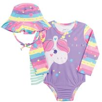 Macacão Proteção Solar Maiô Infantil Bebê Com Chapéu Uv Macacão Proteção Solar Maiô Infantil Bebê Com Chapéu Uv