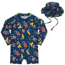 Macacão Proteção Uv Roupa De Praia Bebe + Chapéu De Piscina Macacão Proteção Uv Roupa De Praia Bebe + Chapéu De Piscina