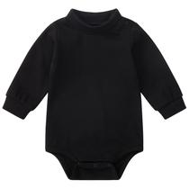 Macacão pureborn unissex para bebês e meninas de 0 a 3 m com gola de tartaruga, preto