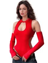 Macacão Rave Outfit St.manrdy Red Hollow Out Y2K para mulheres Macacão Rave Outfit St.manrdy Red Hollow Out Y2K para mulheres