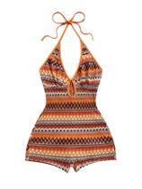 Macacão Rave Outfits Halter Rompers recortado sem encosto laranja Macacão Rave Outfits Halter Rompers recortado sem encosto laranja