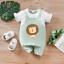 Macacão Redondo Para Bebê Recém-Nascido Rei Leão, Macio E Confortável, Estilo Falso De Duas Peças Macacão Redondo Para Bebê Recém-Nascido Rei Leão, Macio E Confortável, Estilo Falso De Duas Peças