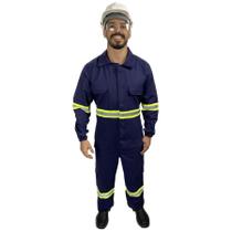 Macacão REFORÇADA de Brim Pesado com Faixa Refletivo Uniforme Profissional de Trabalho Sinalização Para Industria Pedreiro Eletricista Soldador