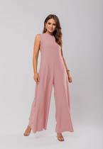 Macacão Regata Feminino Alfaiataria Pantalona Rosa Salvatore Fashion