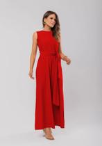 Macacão Regata Feminino Alfaiataria Pantalona Vermelho Salvatore Fashion