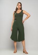 Macacão Regata Pantacourt Canelado Verde Salvatore Fashion