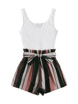 Macacão regata SOLY HUX Summer sem mangas com cinto multicolorido Macacão regata SOLY HUX Summer sem mangas com cinto multicolorido