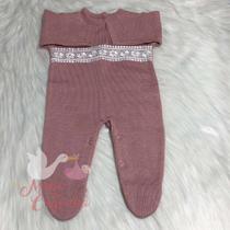 Macacão Renda Flor Pérola tricô infantil Macacão Renda Flor Pérola tricô infantil