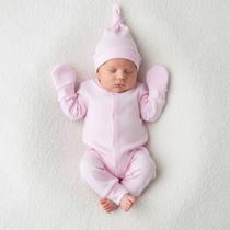 Macacão Ribana Bebê Confortável Estiloso Macacacaquinho Delicado Rosa