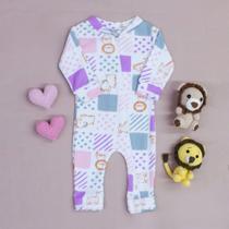 Macacão Ribana com Zíper Bebê Confortável Momentos Incríveis Zoo