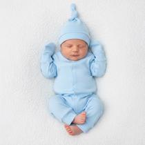 Macacão Ribana Estiloso Bebê Confortável Macacacaquinho Fofo Azul Macacão Ribana Estiloso Bebê Confortável Macacacaquinho Fofo Azul