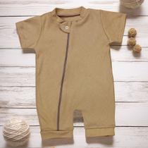Macacão Romper Algodão Caqui com Zíper - Estilo e Conforto Macacão Romper Algodão Caqui com Zíper - Estilo e Conforto