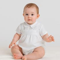 Macacão Romper Batizado Bebê Linho Papilloo