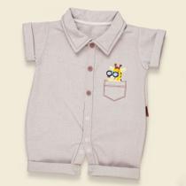 Macacão Romper para Bebê Ecolinho Bordado Cor:caquiTamanho:9-12m Macacão Romper para Bebê Ecolinho Bordado Cor:caquiTamanho:9-12m