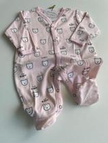 Macacão Rosa Claro Estampa Hello Baby e Urso