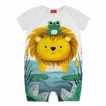 Macacão Roupa Infantil Bebê Manga Curta Estampa Delicada De Leãozinho Fácil Vestir Ideal Verão Macacão Roupa Infantil Bebê Manga Curta Estampa Delicada De Leãozinho Fácil Vestir Ideal Verão