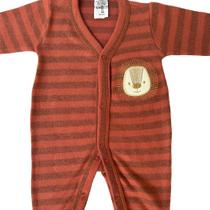 Macacão Roupinha Bebê Bordado Leãozinho Pé Reversível