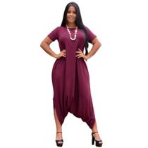 Macacao Saruel Com Manga Curta Longo Max Feminino Bolsos Viscolycra Soltinho Evangelico Roupas Femininas 38 a 52