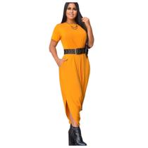 Macacao Saruel Com Manga Curta Longo Max Feminino Bolsos Viscolycra Soltinho Evangelico Roupas Femininas 38 a 52