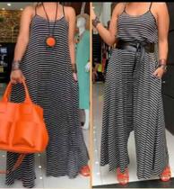 Macacão saruel flare amplo