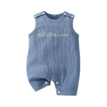 Macacão Sem Mangas Para Bebês Meninos Recém-Nascidos Verão Azul Nebuloso Confortável Para Esportes