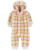 Macacão sem pé sherpa carter's - xadrez - menina - 100% poliéster microfleece Macacão sem pé sherpa carter's - xadrez - menina - 100% poliéster microfleece