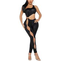 Macacão Sensual Cirrê Estampa Cobra Alça Única Recortes Laterais que Valorizam as Curvas Preto M271