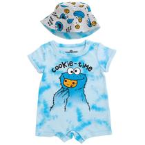 Macacão Sesame Street Cookie Monster Baby Boys azul/cinza 12M Macacão Sesame Street Cookie Monster Baby Boys azul/cinza 12M
