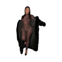 Macacão Sexy De Malha Com Estampa De Leopardo Para Mulheres, Estilo Hipster, Com Zíper, Para