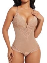 Macacão Shapewear SHAPERIN Sexy Lace Tummy Control 2GG Nude