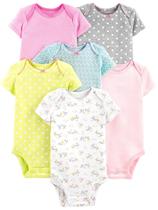 Macacão Simple Joys da Carter's Baby Girls, pacote com 6 unidades para recém-nascidos Macacão Simple Joys da Carter's Baby Girls, pacote com 6 unidades para recém-nascidos