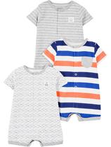 Macacão Simple Joys da Carter's Baby, pacote com 3 unidades, de 0 a 3 meses