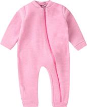 Macacão soft bebê infantil de listra rosa