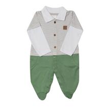 Macacão Suedine Menino Estilinho Polo Com Listras - Antialérgico/100% Algodão Macacão Suedine Menino Estilinho Polo Com Listras - Antialérgico/100% Algodão