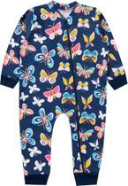 Macacão suedine para menina bebê infantil de borboleta azul