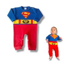 Macacão Super Man Para Bebê Mesversário Fantasia Algodão Suér Homem