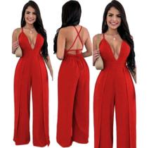 Macacão tecido viscose vermelho tamanho g