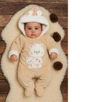 Macacão ted inverrno bebê menina - Quentinho com capuz